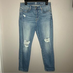 7 for all Mankind Josefina distressed skinny boyfriend jeans women’s size 28